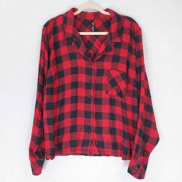torrid Other - Torrid Shirt Womens 3 Red Black Buffalo Plaid Sleep Pajamas Lightweight Button